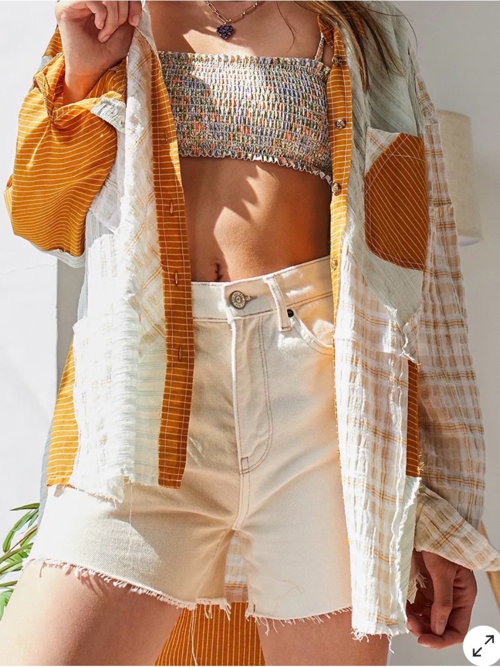 Urban Outfitters Mustard & Cream Striped Button-Down